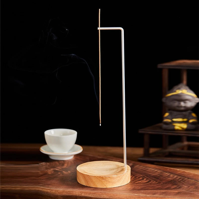 Upside Down Incense Burner - Wooden Round Incense Stick Holder Tray Ornament, Zen Garden Home Decor for Bedroom Yoga Meditation
