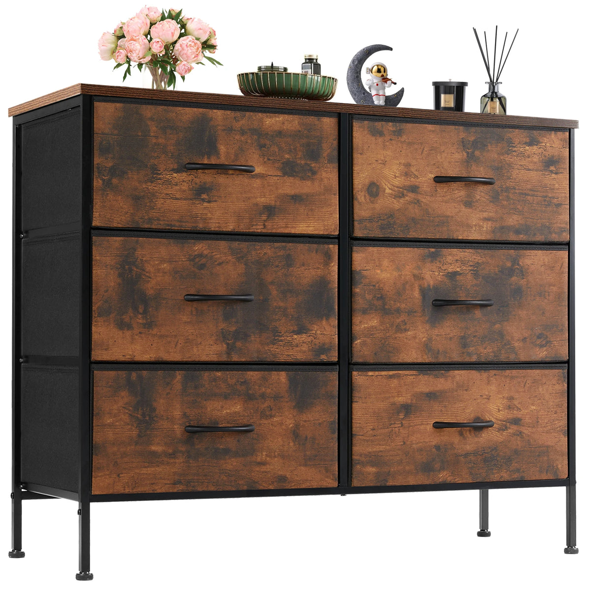 JHK 6 Fabric Cabinet For Living Room Drawers Beside Nightstand Tables Storage Closet Chest Clothes Display Of Furniture