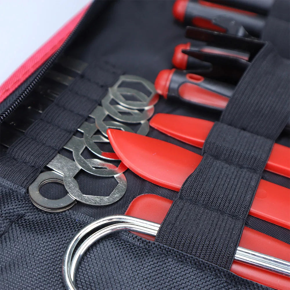 43Pcs Car Trim Removal Tool Set Panel Fastener Clips Removal, Fastener Terminal Remover Tool Round Handle Crowbar Kit Car/Radio