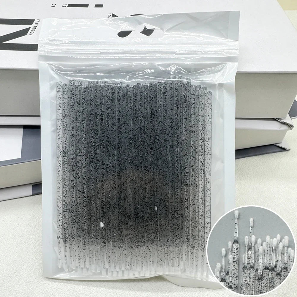 100PCS Crystal Micro Brush Disposable Lashes Removing Swab Mascara Wands Applicator Eyelash Extension Brushes Makeup Tools