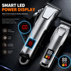 Professional Cordless Hair Clipper Set with LCD Display, USB Rechargeable Hair Trimmer Kit Grooming Kit for Home and Salon Use
