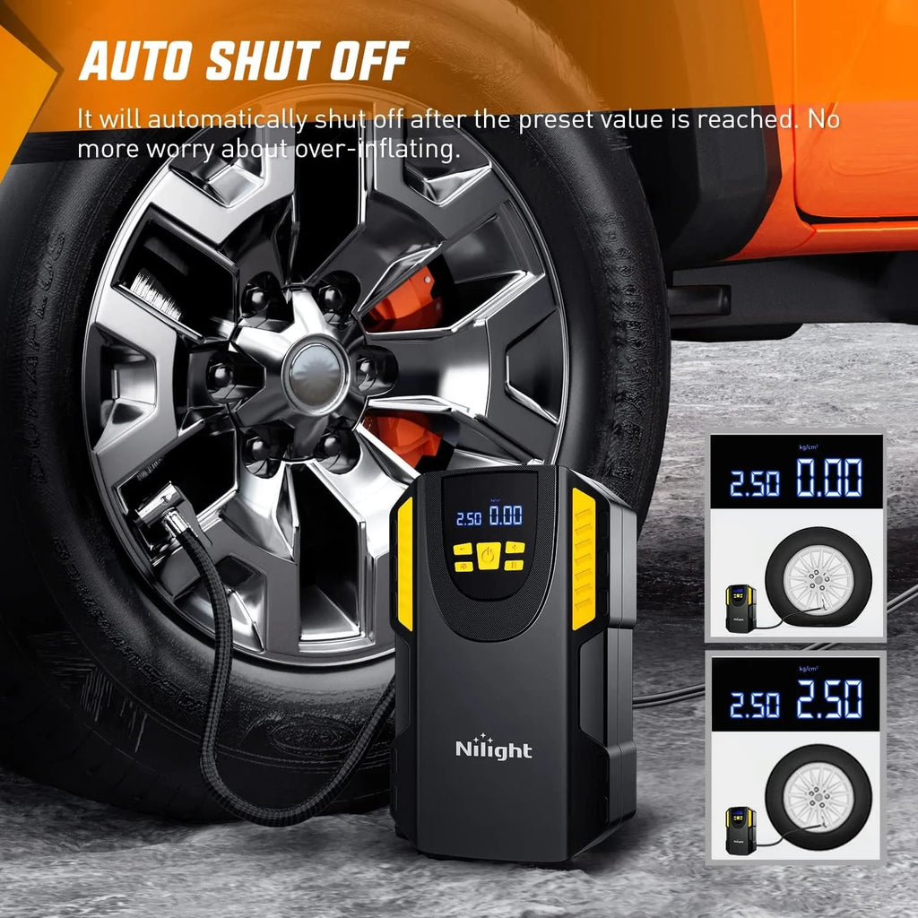 Nilight Tire Inflator Portable Air Compressor, Car Air Pump 150PSI Digital Tire Pressure Gauge Auto Shutoff Tire Pump for Car