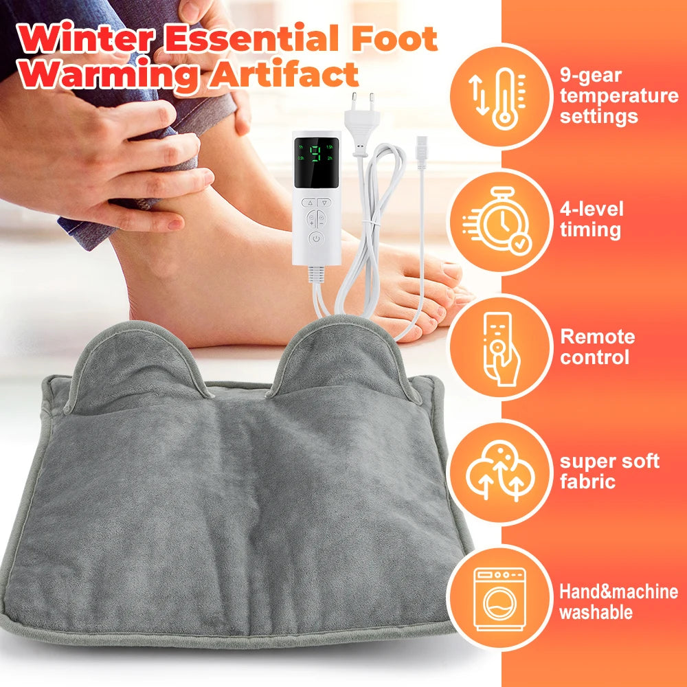 Electric Heating Foot Pad Washable Feet Warmer Household Soft Plush Thermal Heating Blanket Foot Warming Mat Home Office Bedroom