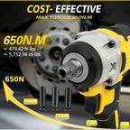 1/2 Inch Electric Wrench Cordless Impact Driver 20V Powerful Brushless 280 ft-lbs (380N.m) with 3.0Ah Battery and Charger