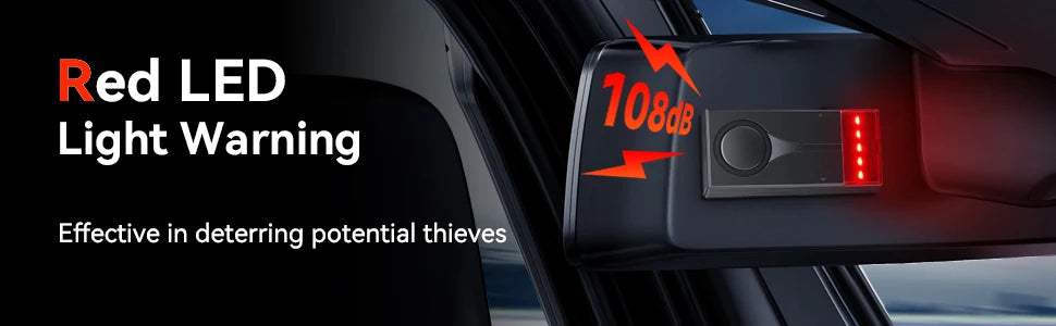 Wireless Car Vibration Burglar Alarm With Light 108dB Loud Car Door And Window Anti Theft Alarm Bike Motorcycle Security Alarm