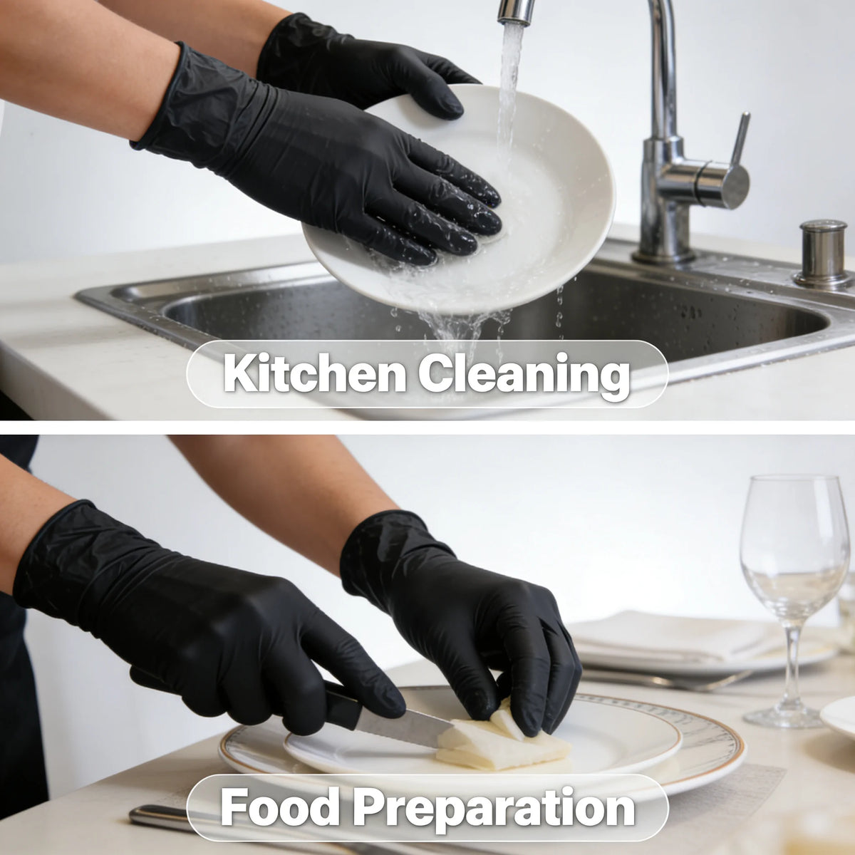 100 PCS Black Nitrile Gloves Thickened Disposable Gloves for Cleaning Hairdressing  Waterproof Dishwashing Tattoo Gloves