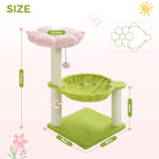 Flower Cat Tree with Sisal Scratching Post Large Hammock Soft Top Perch Small Cat Tower for Indoor Cute Cat Scratcher Kitten Toy