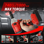 1000N.m Cordless Impact Wrench Brushless 20V 1/2 inch Power Tool Sets High Torque 2x1500MAh Batteries for Car Truck Tires Home