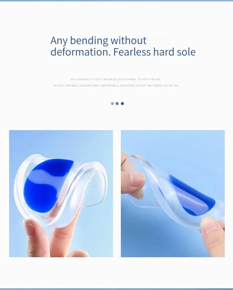 1 Pair Silicone Heel Pad Thickened Sports Cushioning U-Shaped Half Size Pad Non-Slip Invisible Inner Increase Insole