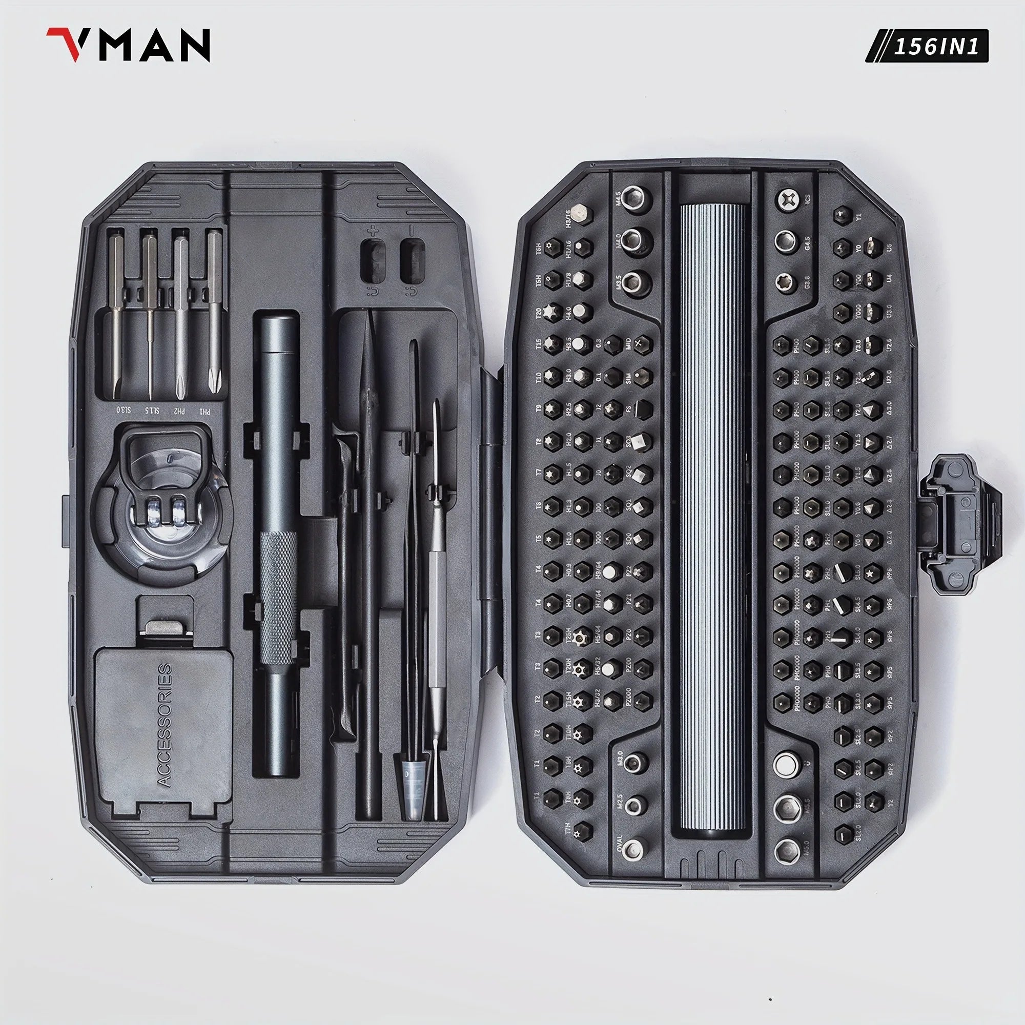 VMAN 156-in-1 Mini Electric Screwdriver Set Precision Repair Tools with Magnetic Phillips Screw Driver Bits for iPhone PC Watch Camera