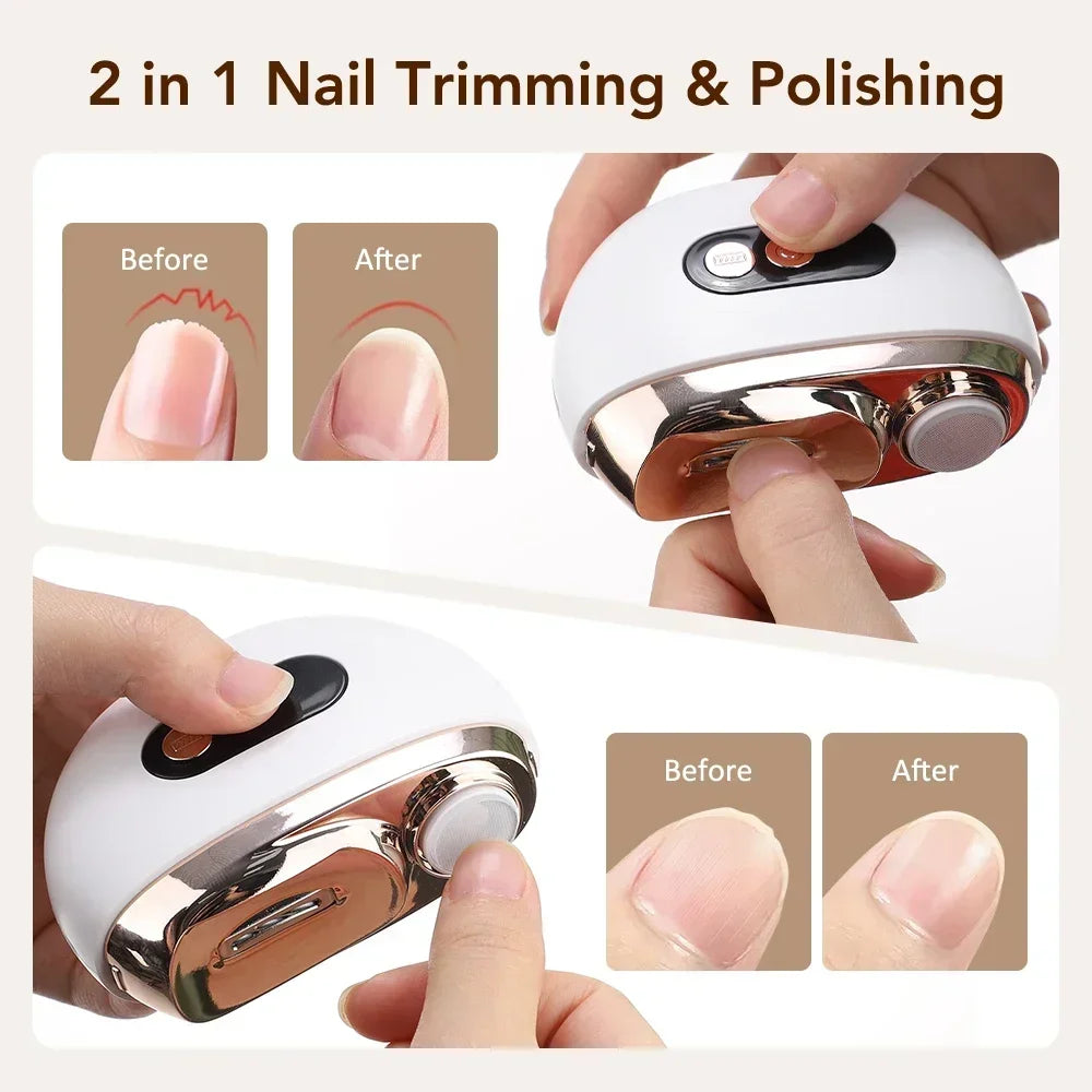 2 In 1 Electric Nail Trimmer Anti Splash Design Baby Adult Finger Toe Nail Clipper Manicure Pedicure Tools For Thick Nails