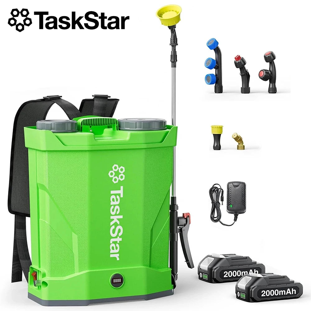 TaskStar Electric Sprayer 16L High Capacity Agricultural Pesticide Spray Tool 100 Pressure Knapsack Sprayer with 2 2000mAh Rechargeable Battery&6 Nozzles