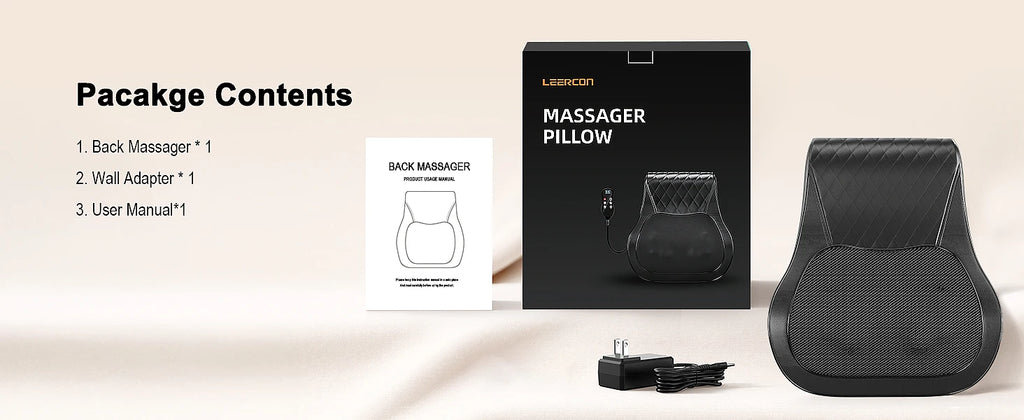 Leercon Neck Massager with Heat, 3D Kneading Massage Pillow for Neck and Back, Shoulder, for Stress Relax at Woman Man Home Office