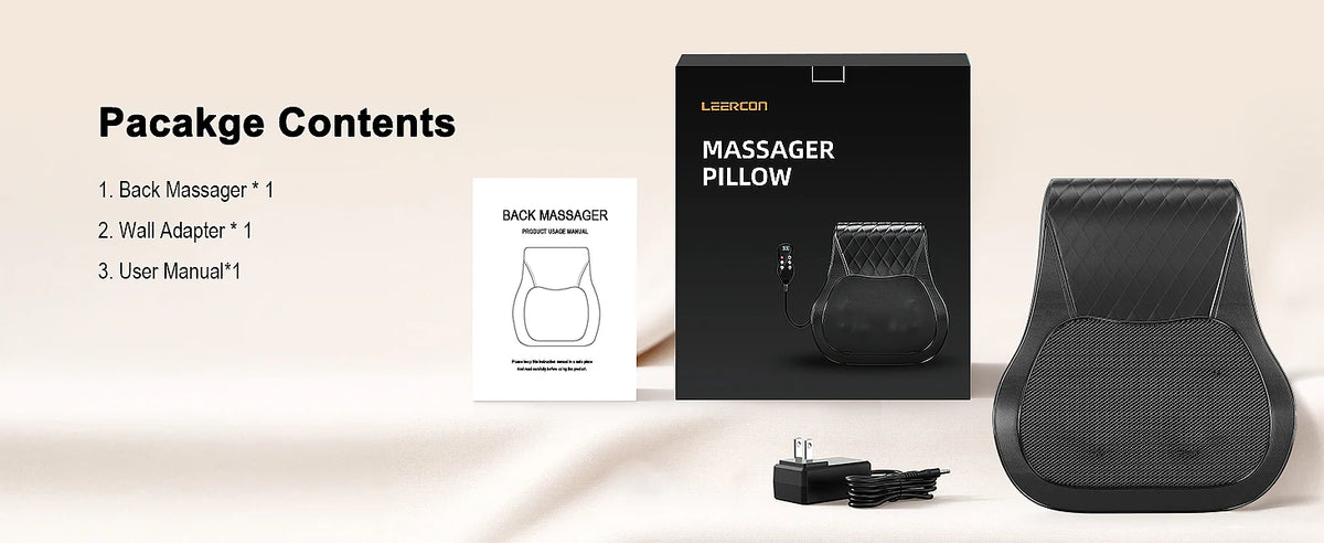 Leercon Neck Massager with Heat, 3D Kneading Massage Pillow for Neck and Back, Shoulder, for Stress Relax at Woman Man Home Office
