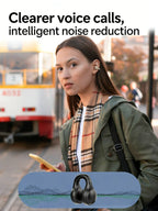 Sports Bluetooth Ear Clip Headphones LED Mirror Screen, HiFi Lossless Sound, Noise Cancelling, Soft Silicone Comfort Earphones