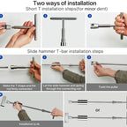 Car Dent Puller Kit for Dent Removal, Paintless Dent Removal Kit Slide Hammer T-Bar, Dent Remover Tool for Car Door Ding Repair
