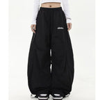 Y2K Black Striped Women Cargo Pants Korean Fashion Wide Leg Baggy Trousers Streetwear Autunm Harajuku Hip Hop Oversized Loose