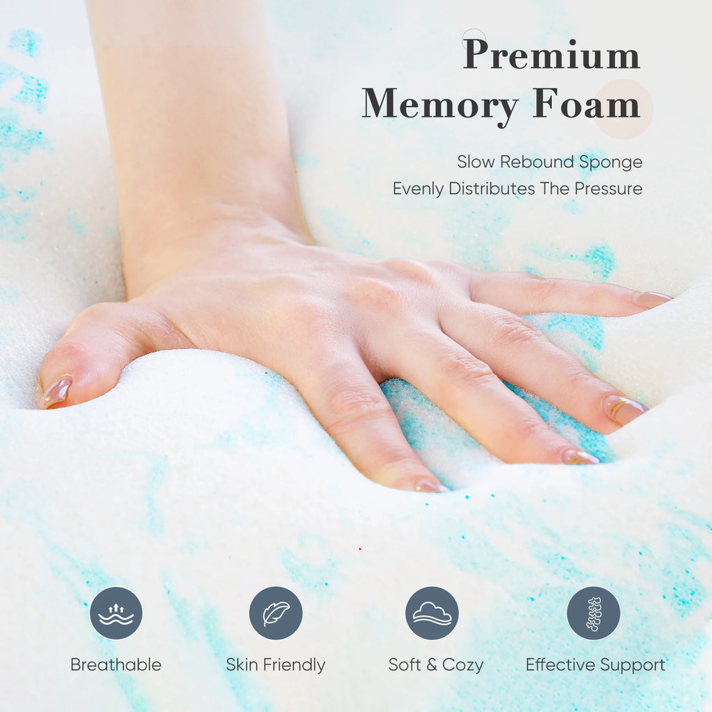 JHK 2-3 Inch Memory Foam Mattress Topper Queen Size Thick Gel  Cooling Mattress Soft and Breathable Bed Topper Bedroom Furniture