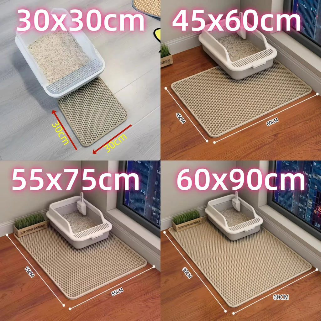 Cat Litter Mat 2-Layer Design Premium Sand Trapping Technology Waterproof Base Non-Slip Pet Floor Protector for Indoor Kittens