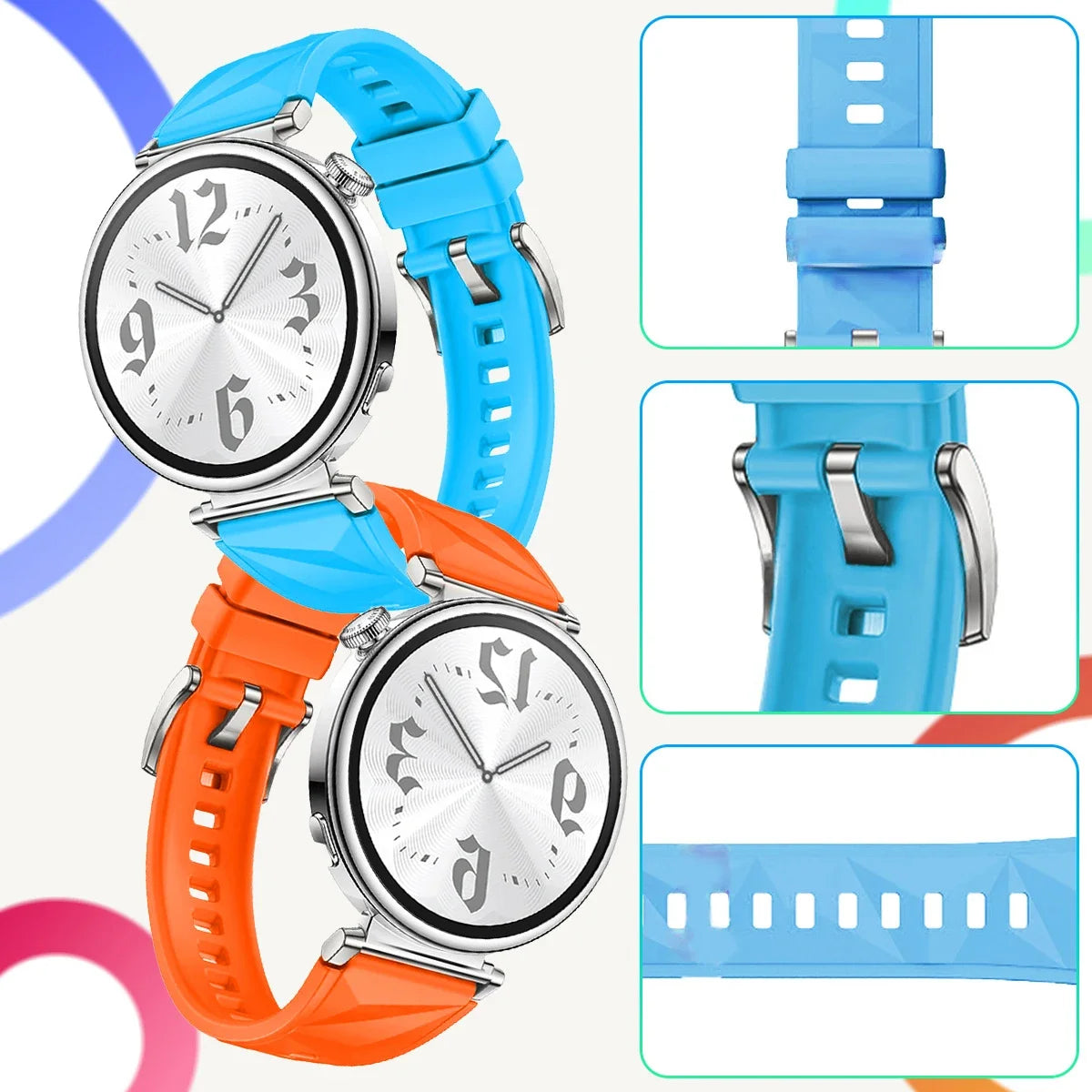 18mm Women Strap for Huawei Watch GT6/5 41mm Sport Silicone Replacement Band for Huawei Watch GT4 41mm Breathable 18mm Wristband