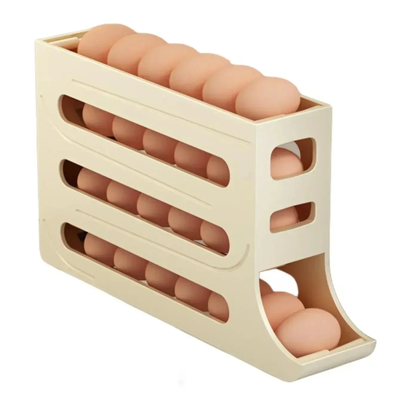 4 Layer Automatic Rolling Egg Dispenser Refrigerator Storage Box Fridge Organizer Rack for Kitchen
