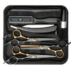Professional Stainless Steel Hair Cutting Scissors Set Hairdressing Kit Cutting Thinning Shears Straight Razor Hair Combs Hair Clips Brush Storage Case Home Barbershop DIY Haircut Tools Perfect Gift for Dad Husband Boyfriend