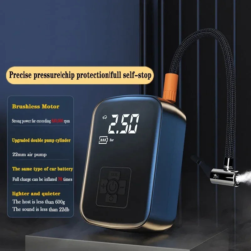 Portable Bicycle Pump 150 PSI - Wireless Electric Tire Inflator for Bikes, Cars, and More