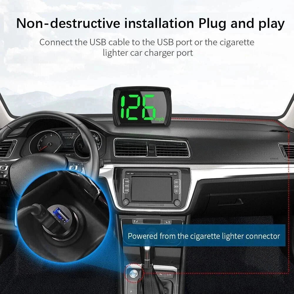 NEW Universal Car GPS Digital HUD Speedometer Dual Chips KMH MPH Reminder Meter HD LCD Display Plug Play For All Vehicle PH043