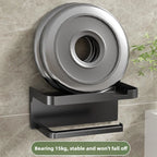 ‌Wall-Mounted Toilet Paper Holder with Phone Rack - No Hole Installation, Space-Saving Storage for Bathroom, Sturdy Stand