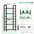 MCQ Wooden Storage Standing 5 Tiers Display Bookshelf Sturdy Structure Graduated Shelves Adjustable Feet for Living Room