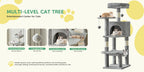 JHK 44In Cat Tree Tall Multi-Cat Climbing Tower for Pet Furniture Natural Sisal Scratching Posts Stable Pet House for Indoor Cat