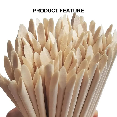 100/50Pcs Orange Wood Nail Sticks Double Sided Cuticle Pusher Remover Rhinestones Dotting Tools Nail Art Manicure Pedicure Care