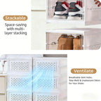 Foldable Clear Shoe Storage Organizer, Stackable Dustproof Thickened Sneaker, Shoe Box Rack Cabinet for Closet Dorm Apartment