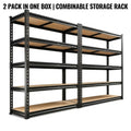 2 Pack Heavy Duty 5 Tier Storage Shelving Unit, Boltless Adjustable Metal Frame Wood Deck Storage Rack, 2 Sizes Available, Garage Basement Warehouse Organizer Rack