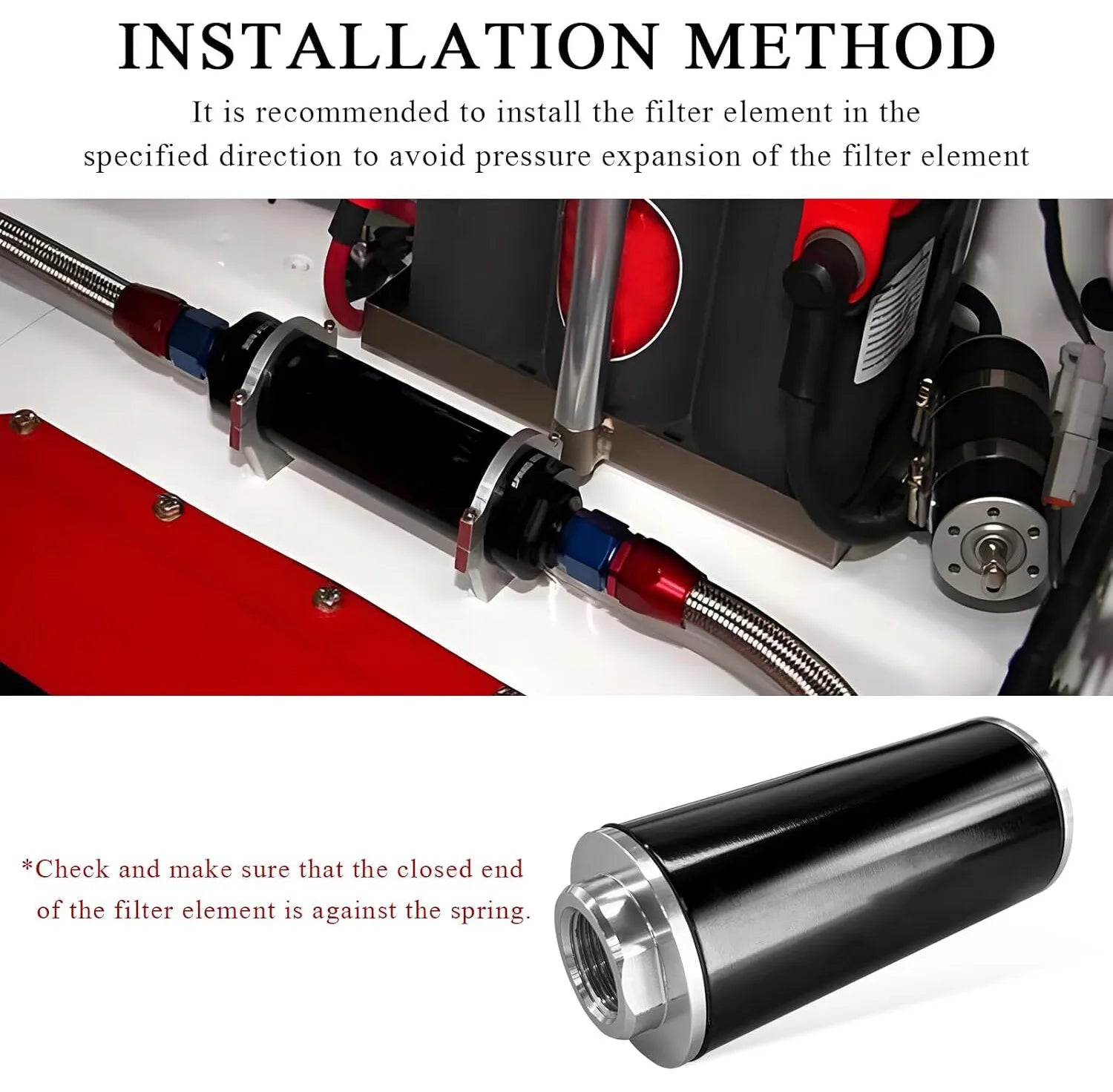 High Flow Inline Fuel Filter 100 Micron Cleanable 6AN 8AN 10AN Adapter Universal