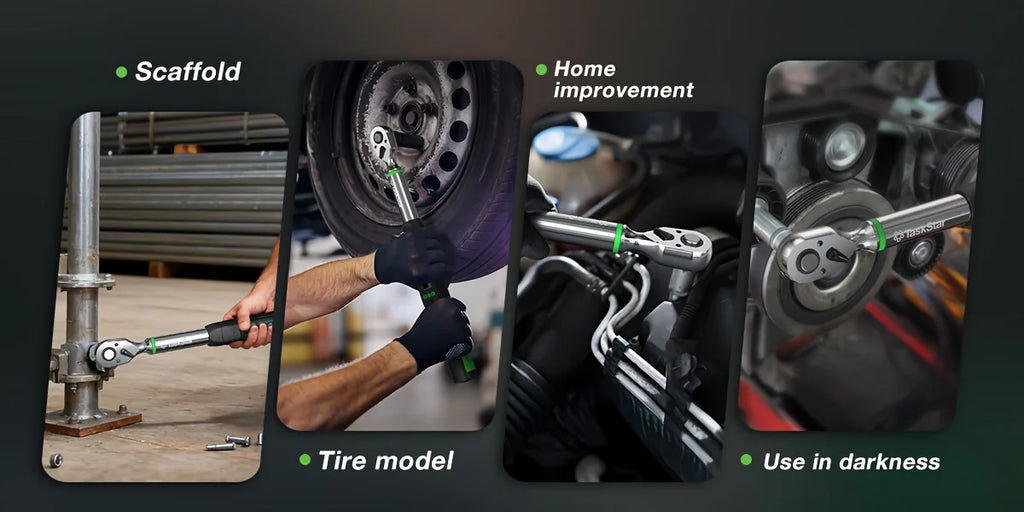 TaskStar 3/8-inch Digital Torque Wrench with 1/4"&1/2" Adapter, Bidirectional Ratchet Head, ±2% Accuracy Electronic Torque Wrench(0-162ft-lbs/0-220N.m), Handheld Wrench Kit For Bicycle/Car/Motorcycle Care, 5 Units of Measure