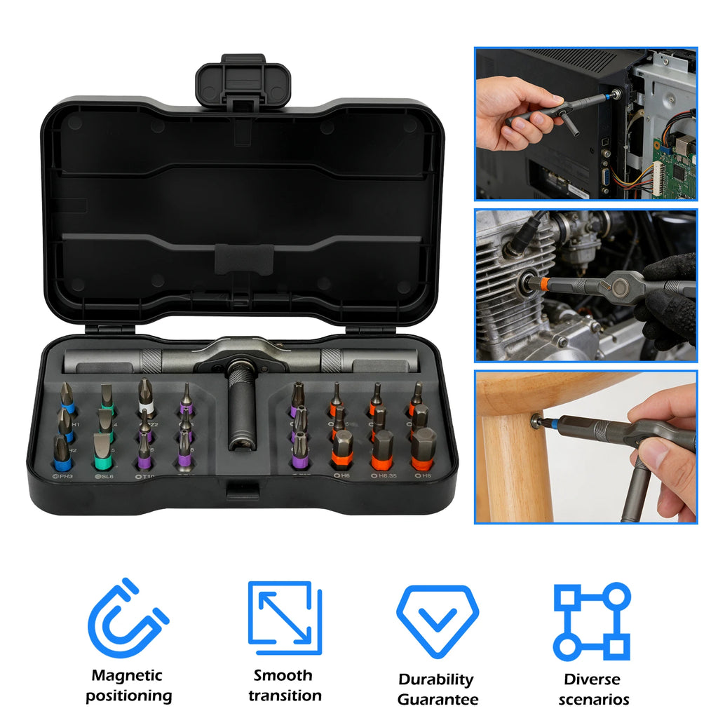 42-in-1 Magnetic Screwdriver Set T-handle Multifunctional Ratchet Screwdriver Bit Kit for Household DIY Bicycle Repair