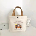 Cute Bear Canvas Mini Handheld Tote Bag Women Portable Lunch Bag Small Student School Handbag Ideal Gift Bag