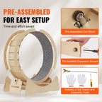 SucceBuy Wooden Cat Exercise Wheel Large Cat Treadmill Wheel for Indoor Cat Running Wheel with Detachable Carpet& Cat Teaser