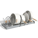 Expandable Kitchen Pot Pan Organizer Under Cabinet with 7 Adjustable Dividers Food Storage Container Lid Storage 1 Pack