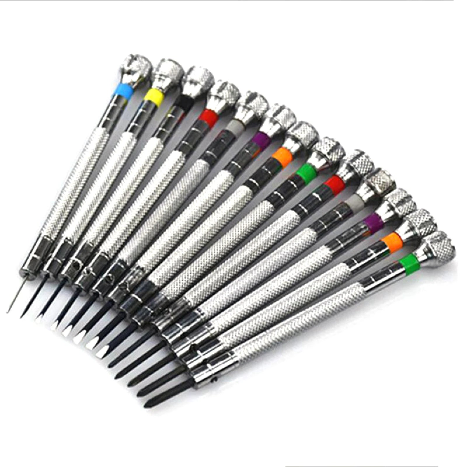 13PCS/Set Professional 0.6-2.0mm 90mm Long Slotted Cross Screwdriver Kit Watchmakers Watch Repair Tools Set