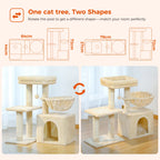 Cat Tree Cat Tower for Indoor Cats 2 Styles Cat Activity Tree with Cat Scratching Posts Big Hammock and Removable Top Perch Grey