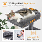Cat Tree Multilevel Cat Tower with Double Condos, Spacious Perch, Fully Wrapped Scratching Sisal Post and Replaceable Balls