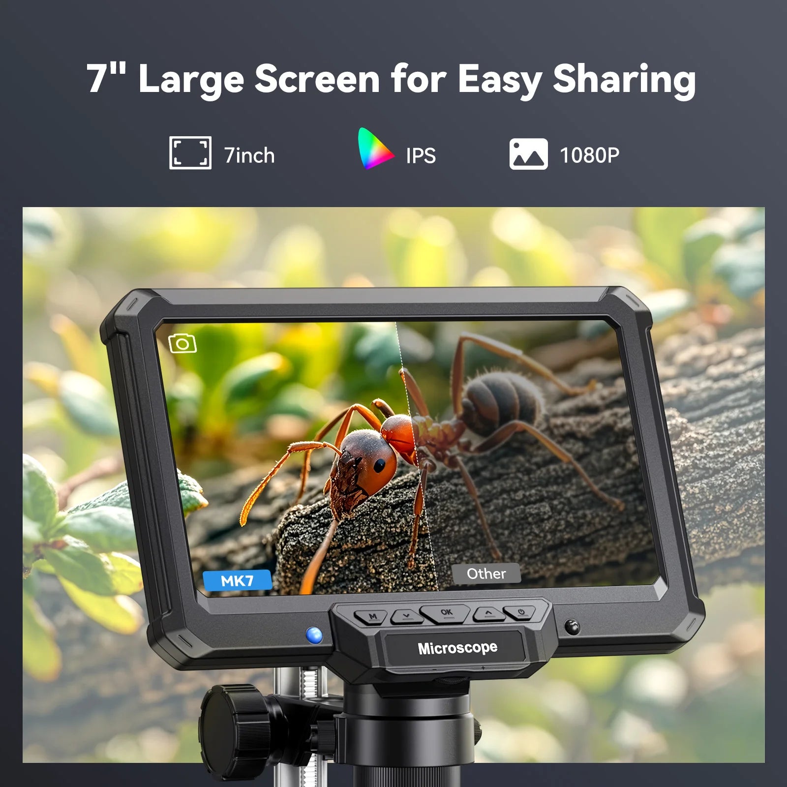 7inch Microscope 1200X 16MP HD Electronic Microscopes Camera Magnifier for Soldering Phone Repair Microscope, Coin, PCB, PC View