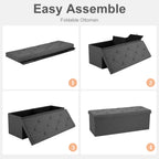 JHK Folding Storage Ottoman Bench Living Room Hidden Storage Footstool Toy Box Bedroom Strong Load-bearing Capacity Stool