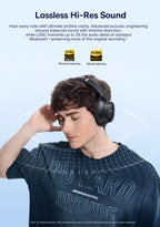 Baseus Bass Wireless Headphones Bluetooth 6.0 98% Noise Canceling Over Ear Headset Spatial Audio Earphone 80H Time