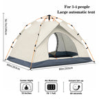 Automatic Pop-Up Outdoor Camping Tent Quick to Set Up, Windproof, Sun-Proof, and Rain-Resistant; Suitable for Family Camping, Backyard Gatherings, Picnics, and Hiking; A Portable Shelter.