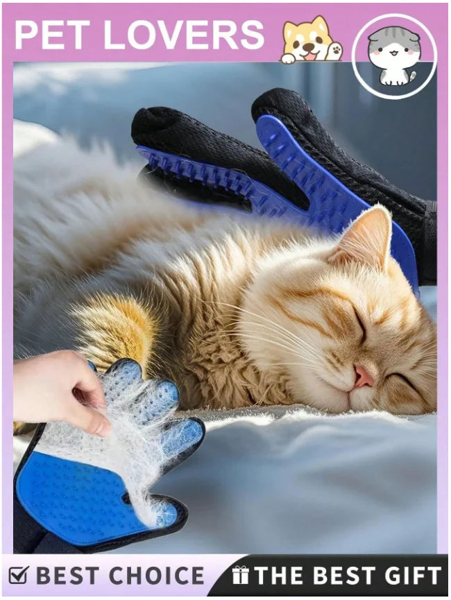 Pet Grooming Kit Pet Hair Remover Glove + Bath Brush Set Dog Cat Massage Shower Brush Pet Deshedding Glove For Dogs Cats