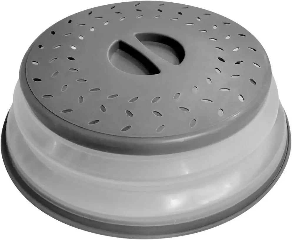 Microwave Splatter Covers, 10.4" Collapsible Microwave Lid for Food, 300°F Heat-Resistant PP Splatter Guard for Plate Dish, Multi-Use Kitchen Colander Gadget for Washing Fruits Vegetables