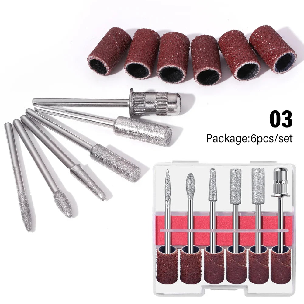 6 In 1 Electric Nail Drill Set Portable Nail Grooming Tool Includes Drill Bits Power Cord Suitable for Nail Filing and Buffing